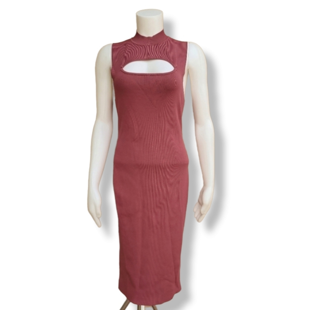 BAILEY 44 Carmine Bewitched Cut Out Bodycon Sheath Dress L Dusty Mauve Rose - Picture 13 of 14